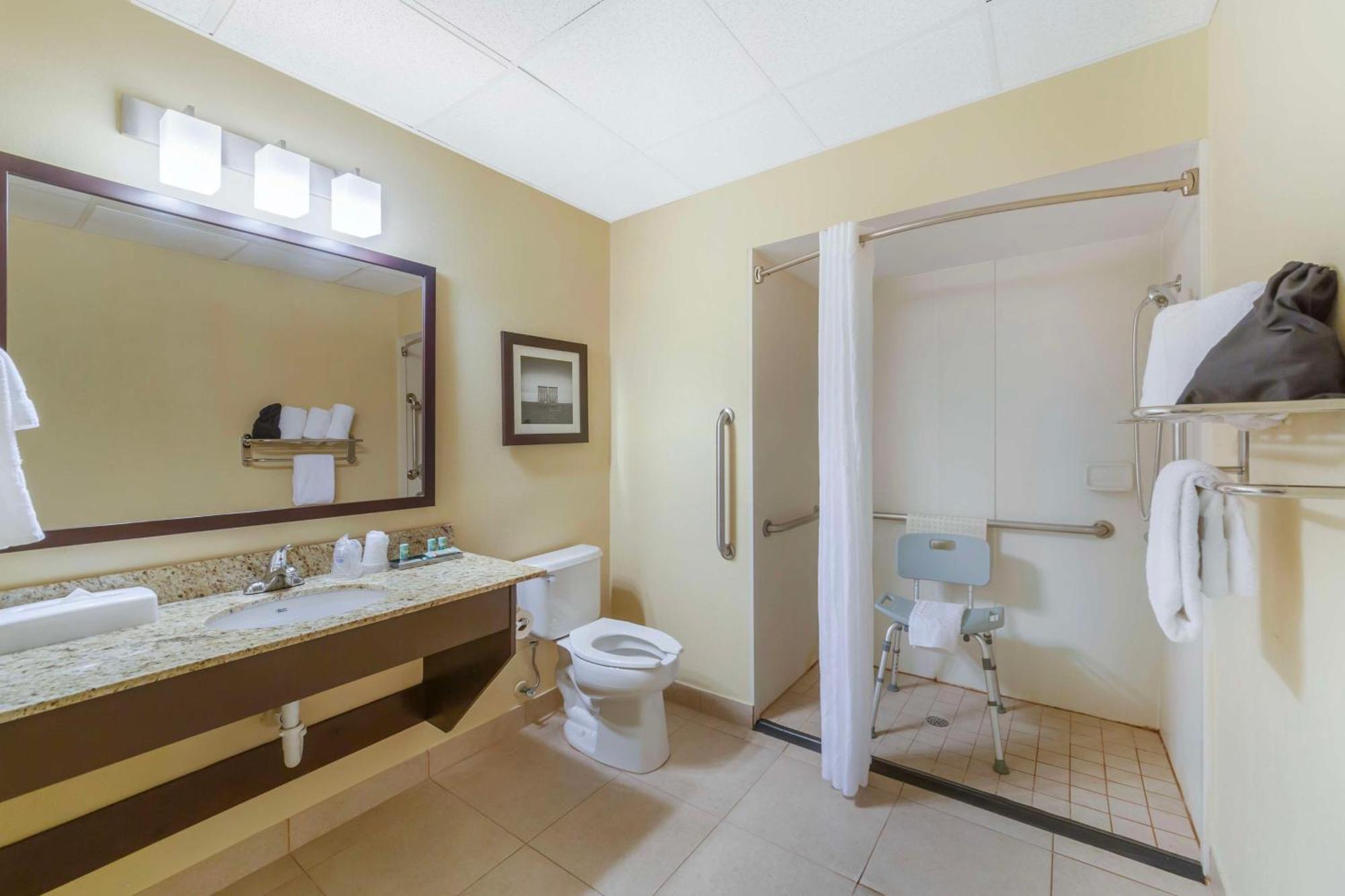 Double Room with Two Double Beds with Roll-in Shower - Hearing Accessible